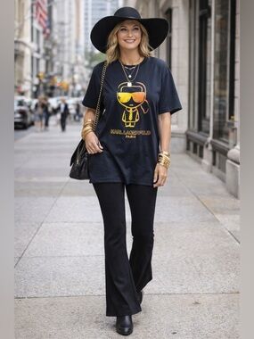Karl Lagerfeld unisex Black T-Shirt LG new